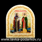 Икона "Петр и Феврония" с перламутром
